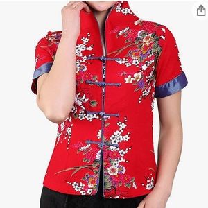 Chinese shirt with flower print